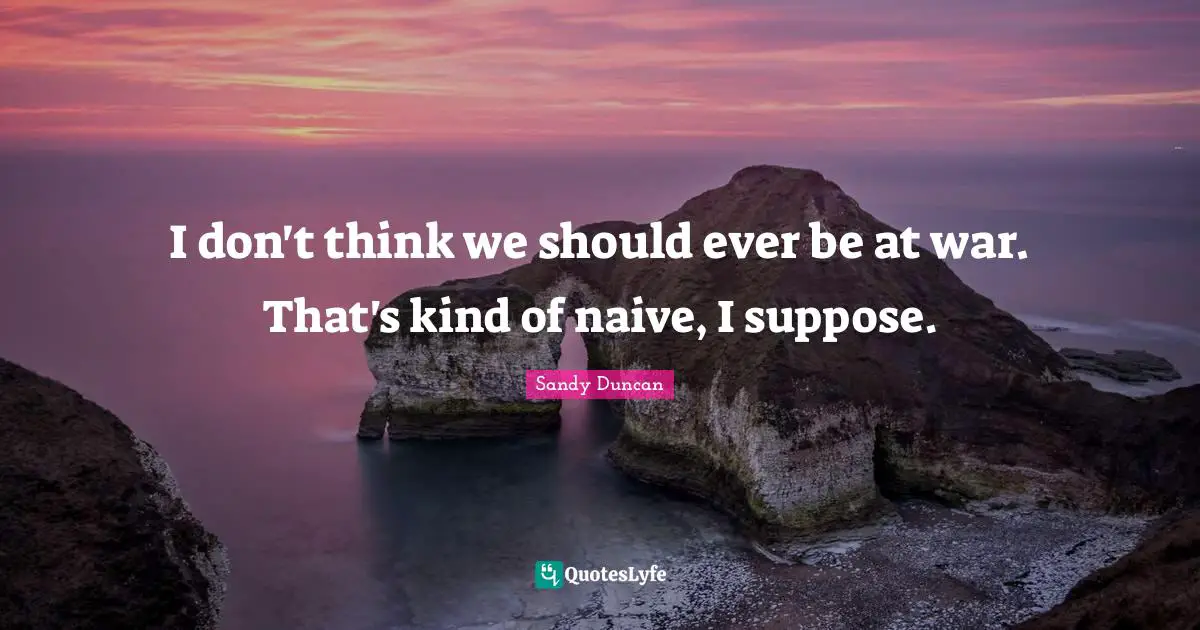 I don't think we should ever be at war. That's kind of naive, I suppose.