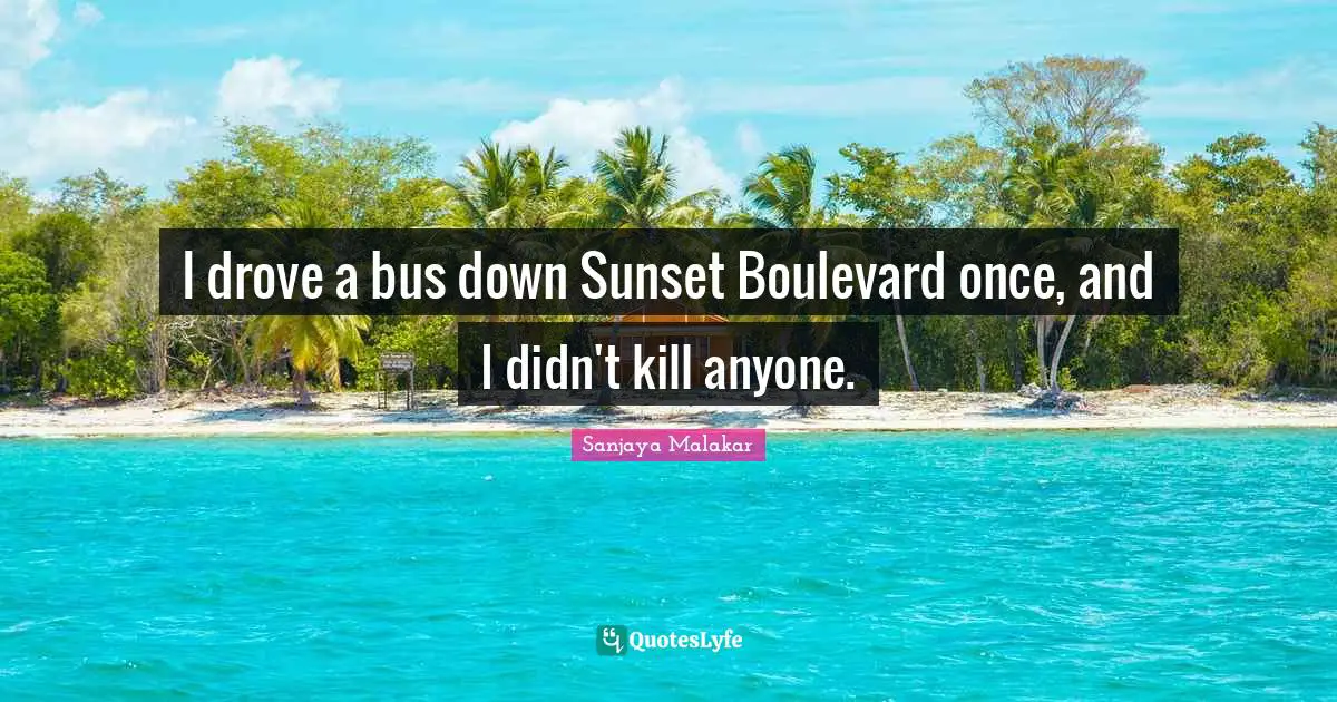 I drove a bus down Sunset Boulevard once, and I didn't kill anyone.