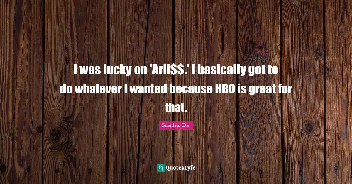 I was lucky on 'Arli$$.' I basically got to do whatever I wanted because HBO is great for that.