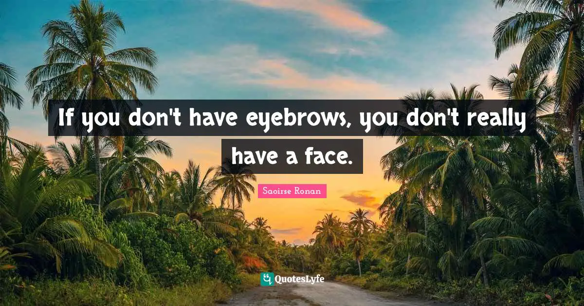 If you don't have eyebrows, you don't really have a face.