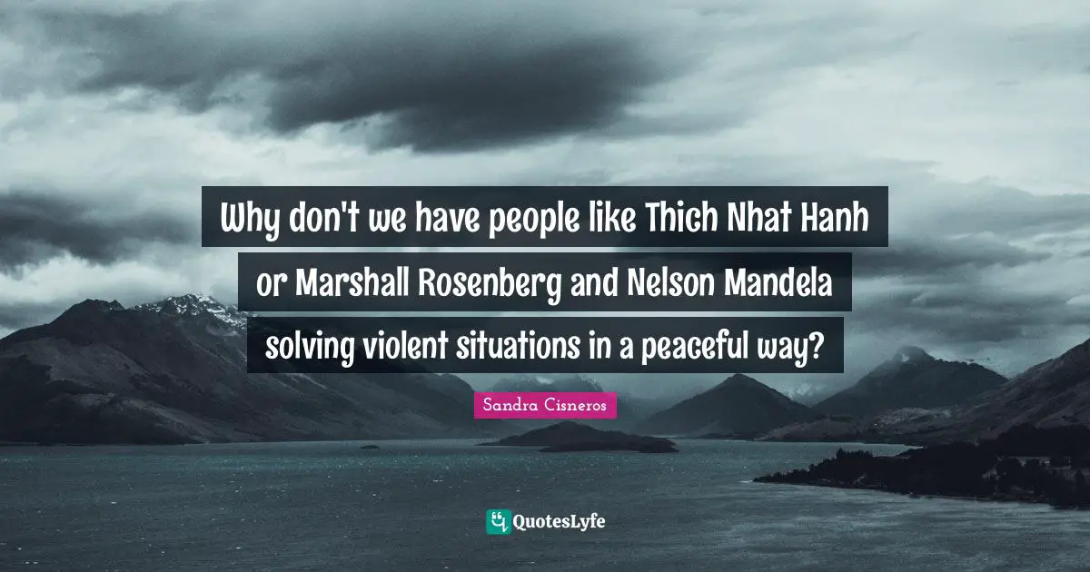 Why don't we have people like Thich Nhat Hanh or Marshall Rosenberg and Nelson Mandela solving violent situations in a peaceful way?