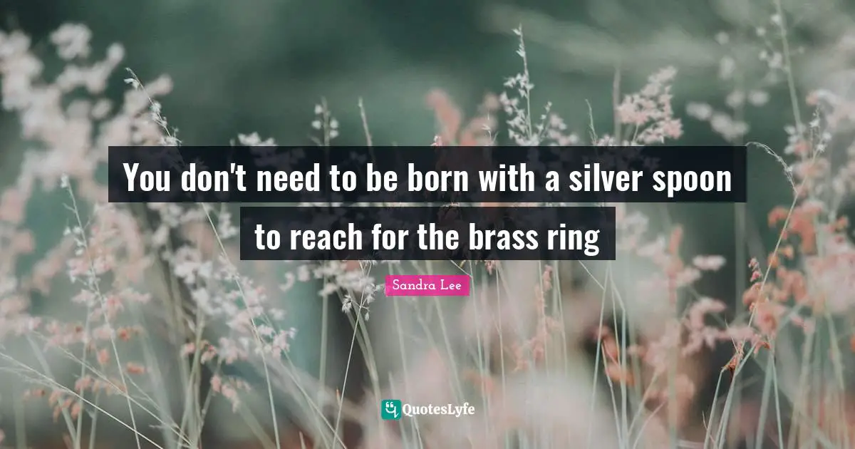 You don't need to be born with a silver spoon to reach for the brass ring