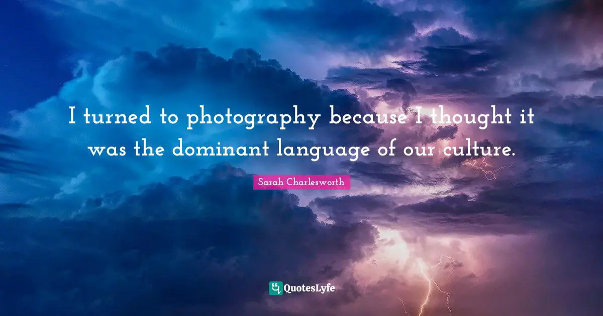 I turned to photography because I thought it was the dominant language of our culture.
