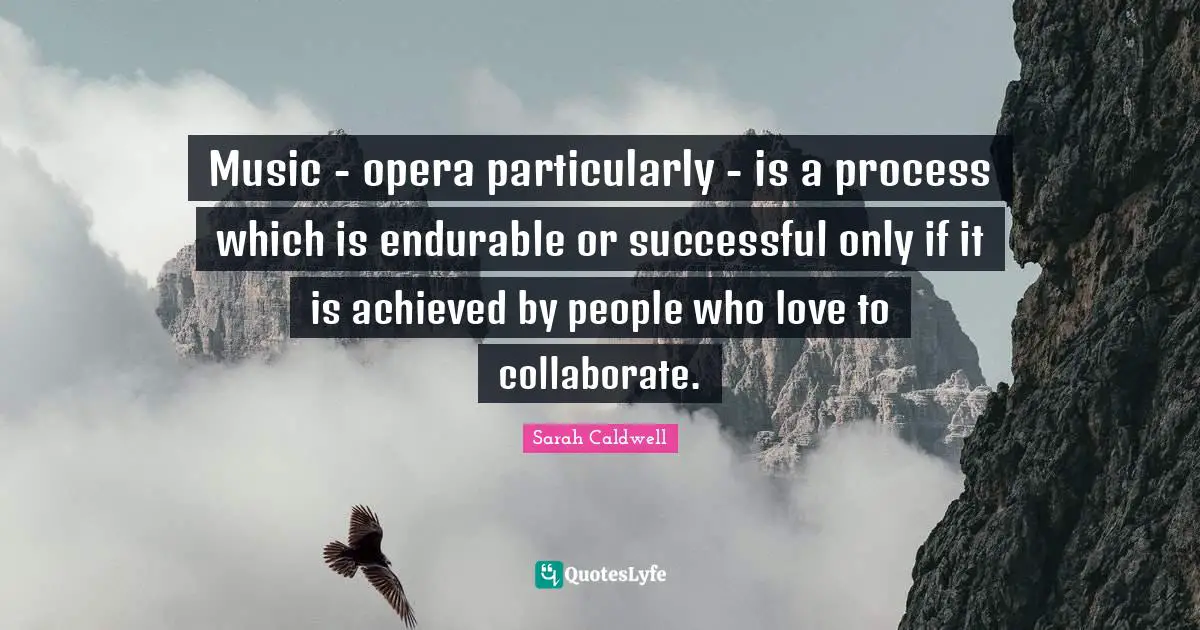 Music - opera particularly - is a process which is endurable or successful only if it is achieved by people who love to collaborate.