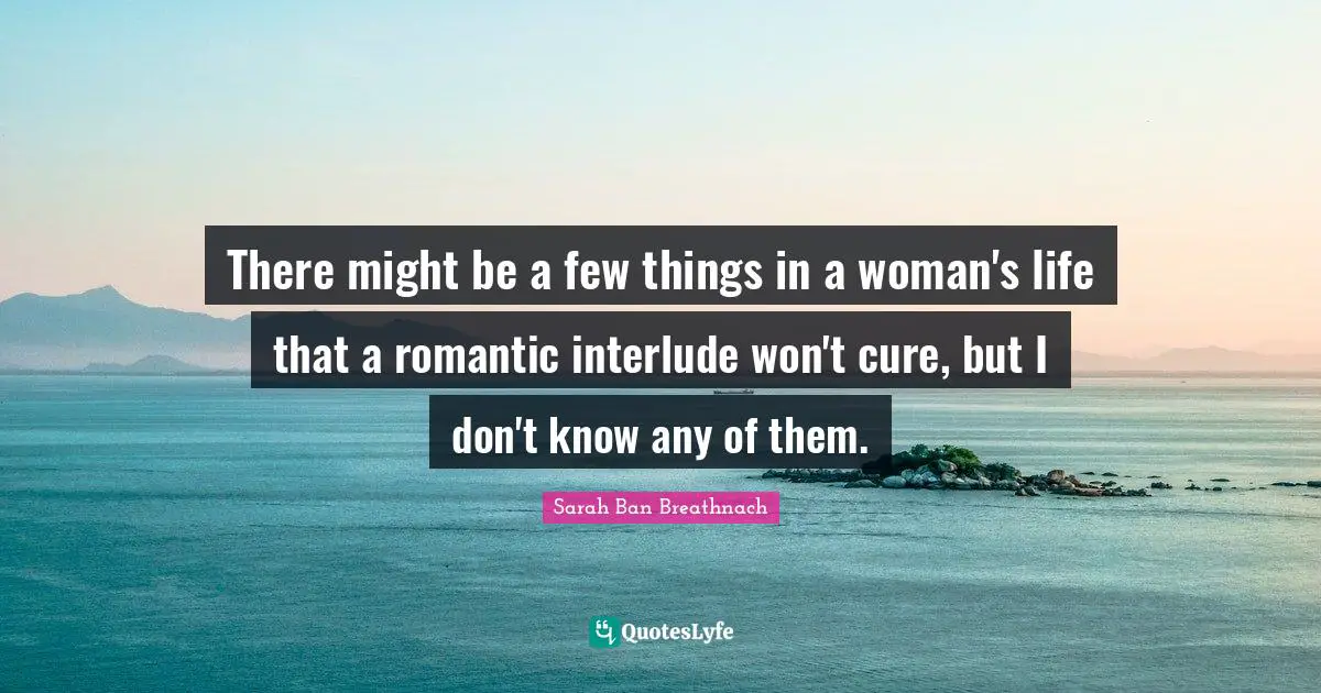 There might be a few things in a woman's life that a romantic interlude won't cure, but I don't know any of them.