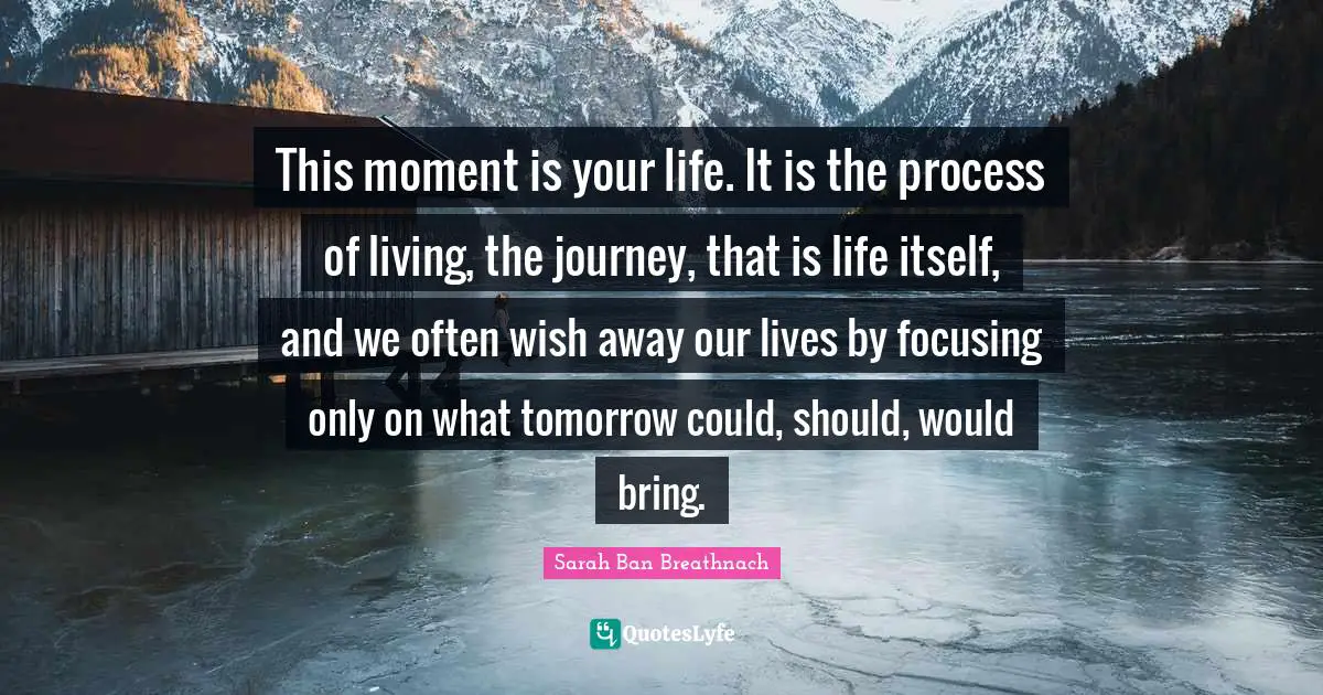 This moment is your life. It is the process of living, the journey, that is life itself, and we often wish away our lives by focusing only on what tomorrow could, should, would bring.