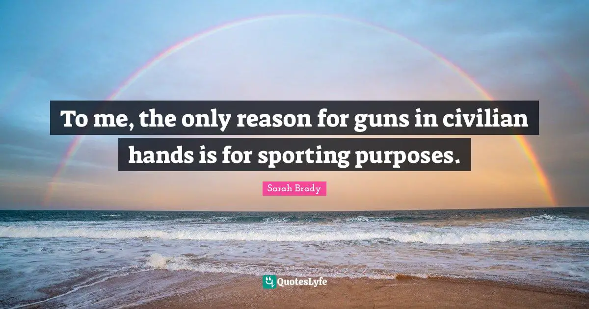 To me, the only reason for guns in civilian hands is for sporting purposes.