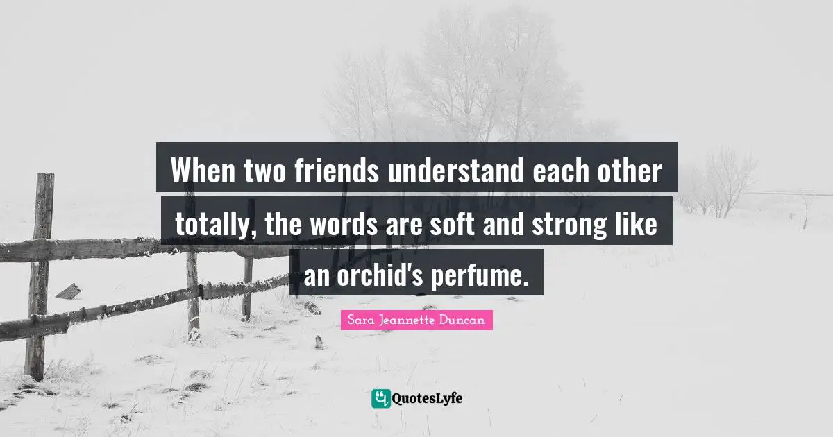 Two Quotes: "When two friends understand each other totally, the words are soft and strong like an orchid's perfume."