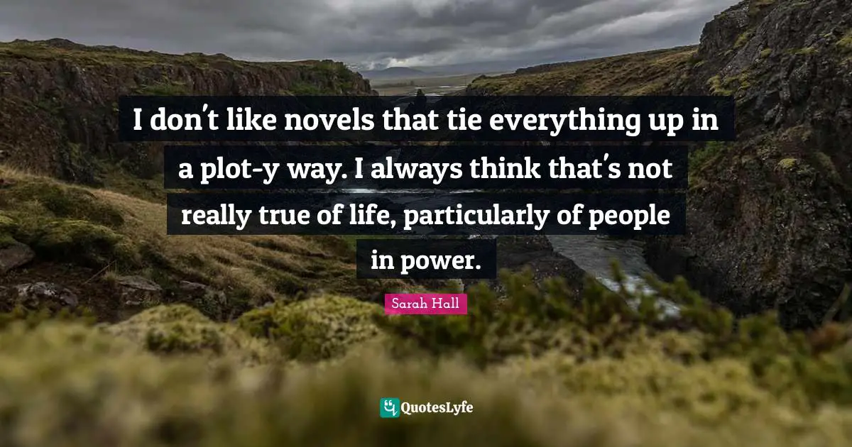 I don't like novels that tie everything up in a plot-y way. I always think that's not really true of life, particularly of people in power.