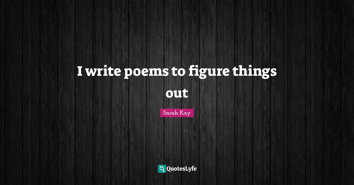 I write poems to figure things out