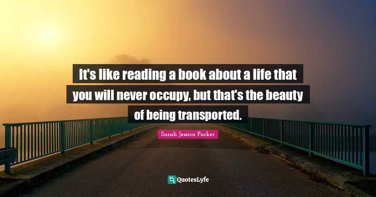 It's like reading a book about a life that you will never occupy, but that's the beauty of being transported.