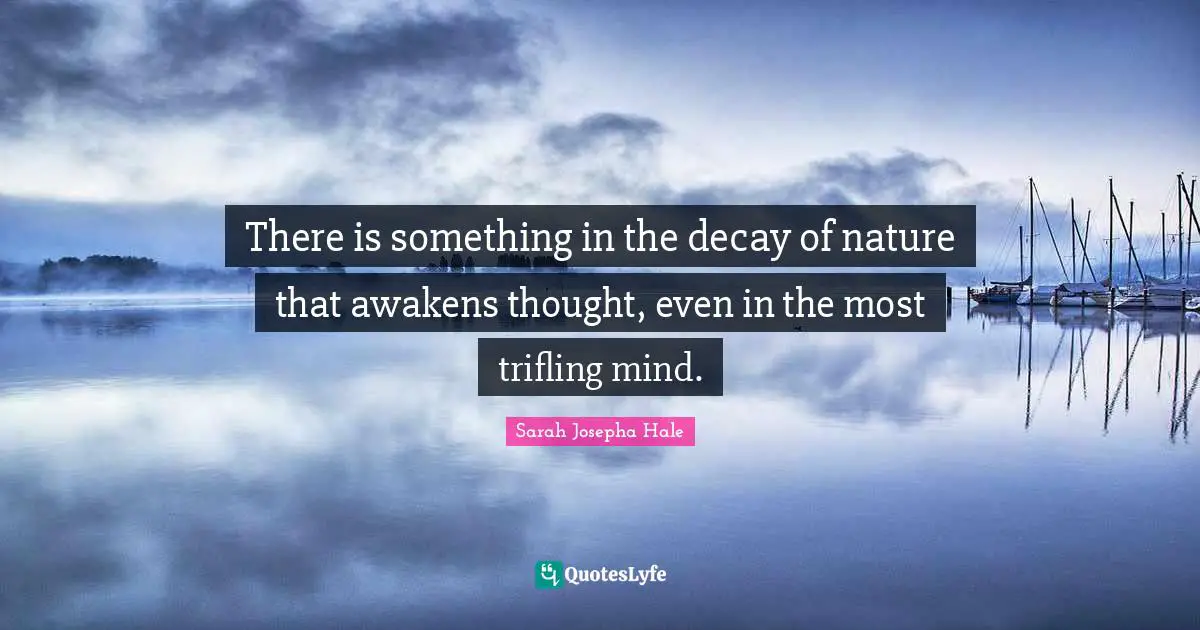 There is something in the decay of nature that awakens thought, even in the most trifling mind.