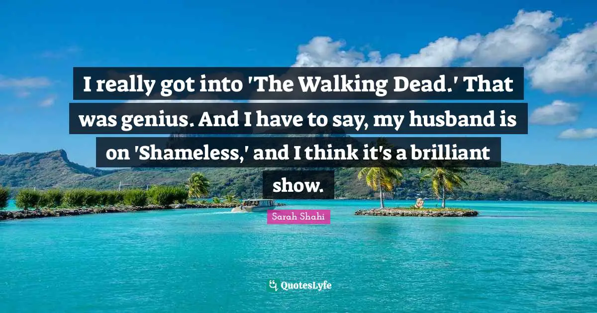 I really got into 'The Walking Dead.' That was genius. And I have to say, my husband is on 'Shameless,' and I think it's a brilliant show.