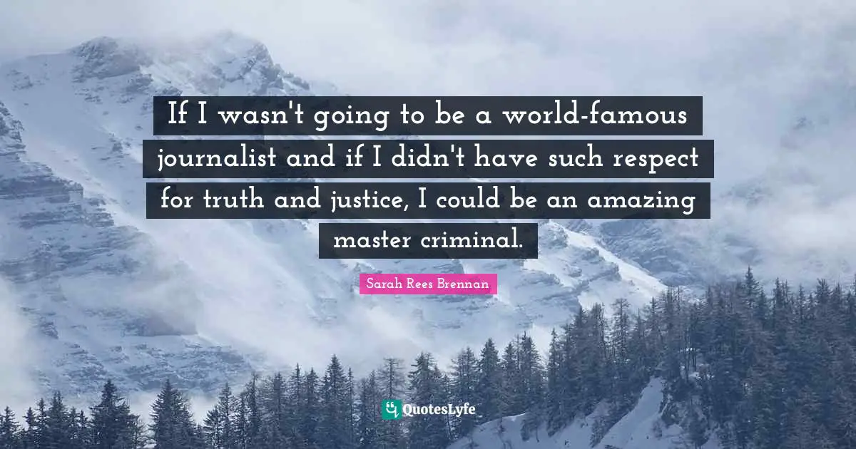 If I wasn't going to be a world-famous journalist and if I didn't have such respect for truth and justice, I could be an amazing master criminal.