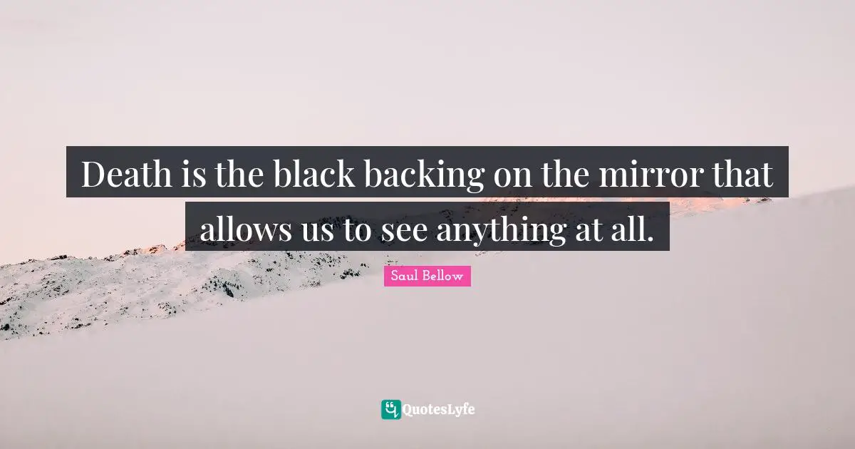 Death is the black backing on the mirror that allows us to see anything at all.
