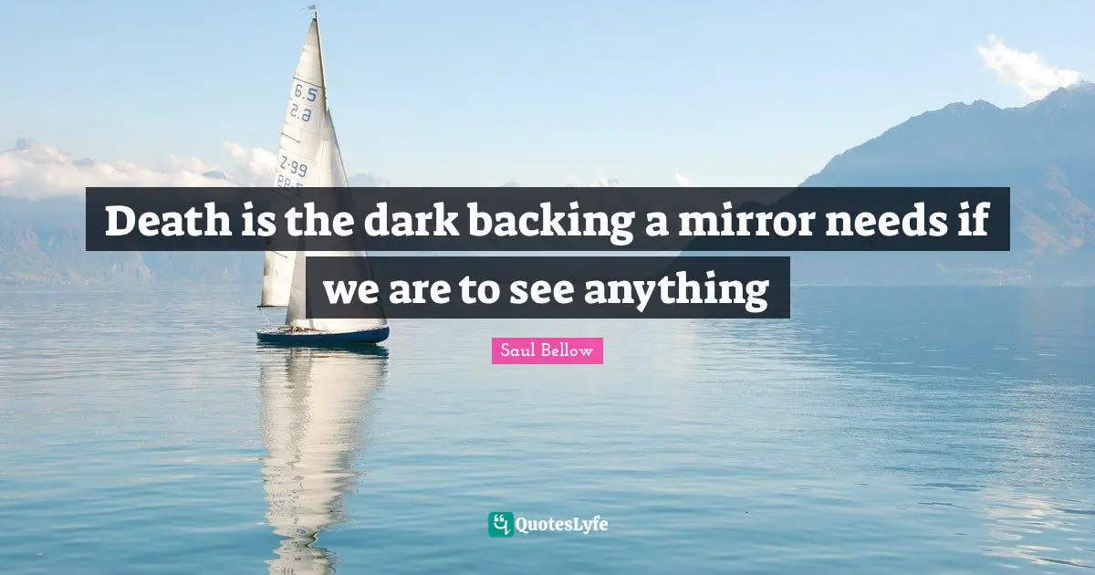 Death is the dark backing a mirror needs if we are to see anything