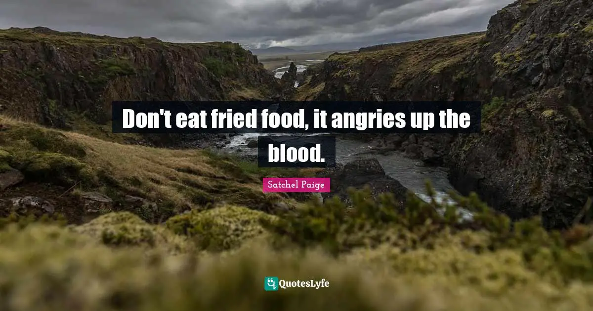 Satchel Paige Quotes: "Don't eat fried food, it angries up the blood."