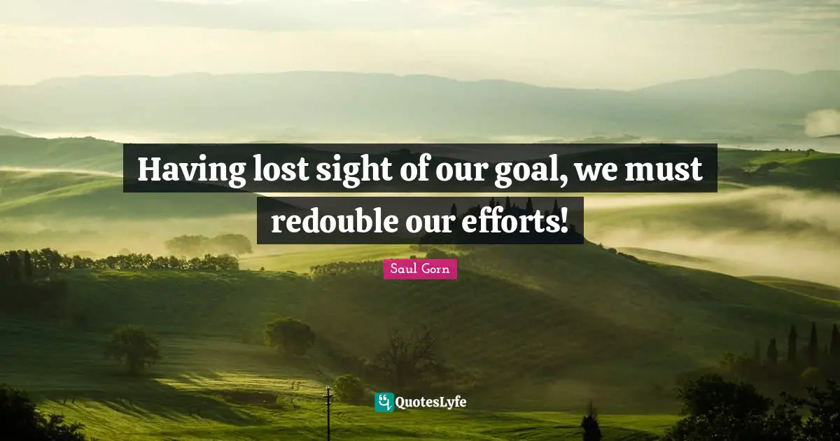 Having lost sight of our goal, we must redouble our efforts!