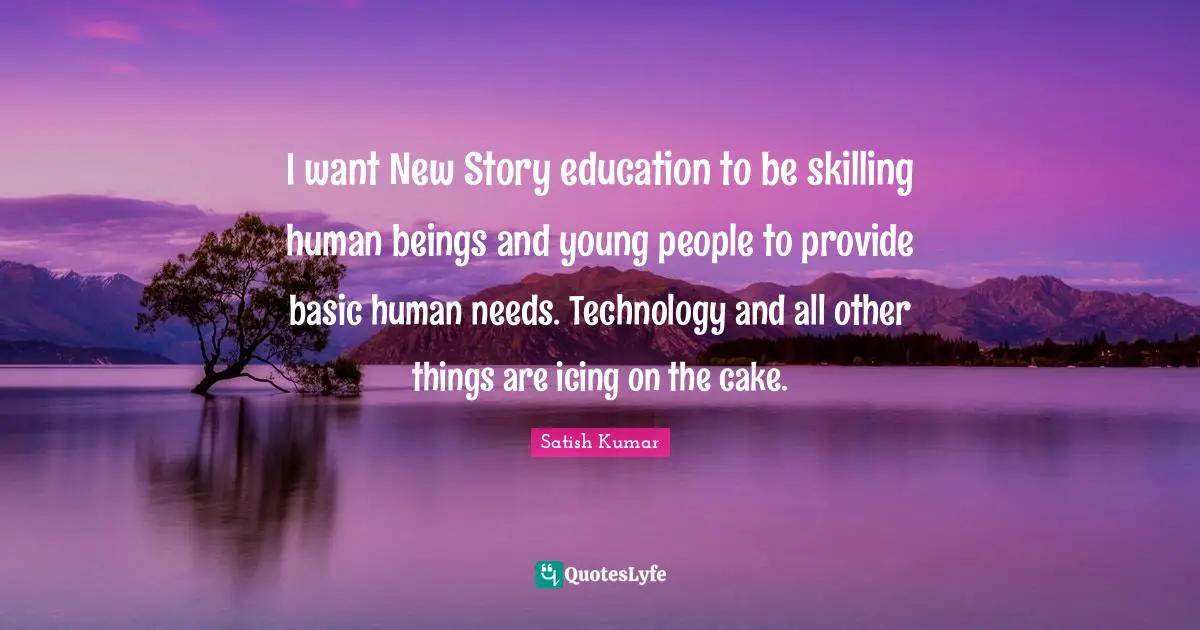 Icing On The Cake Quotes: "I want New Story education to be skilling human beings and young people to provide basic human needs. Technology and all other things are icing on the cake."