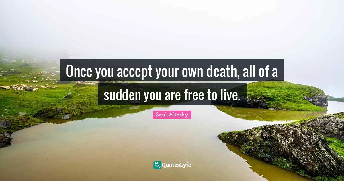 Once you accept your own death, all of a sudden you are free to live.