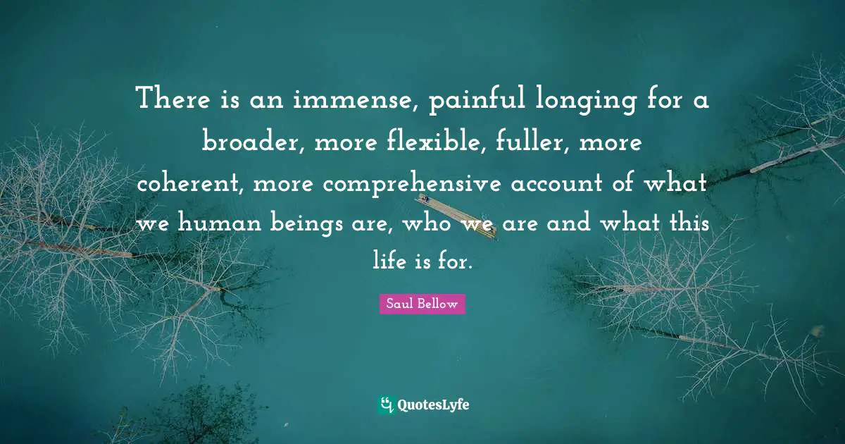 There is an immense, painful longing for a broader, more flexible, fuller, more coherent, more comprehensive account of what we human beings are, who we are and what this life is for.