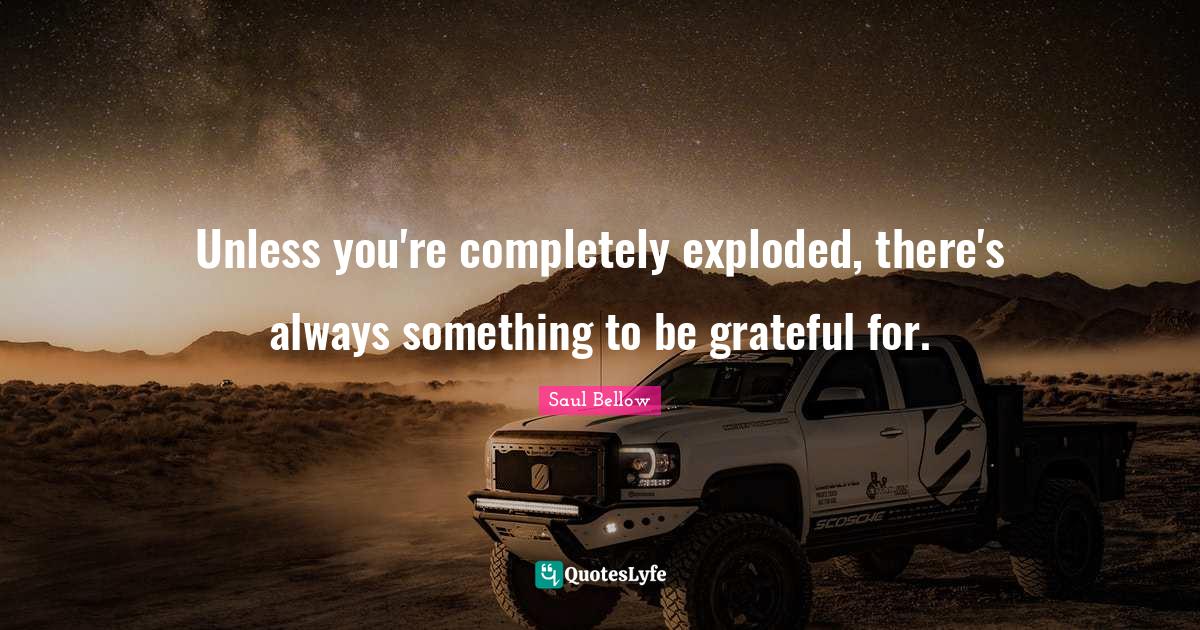 Showing Gratitude Quotes: "Unless you're completely exploded, there's always something to be grateful for."
