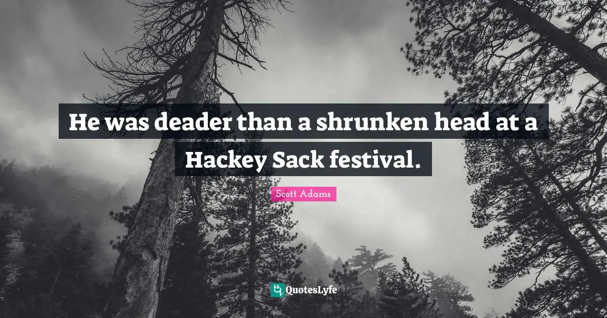 He was deader than a shrunken head at a Hackey Sack festival.