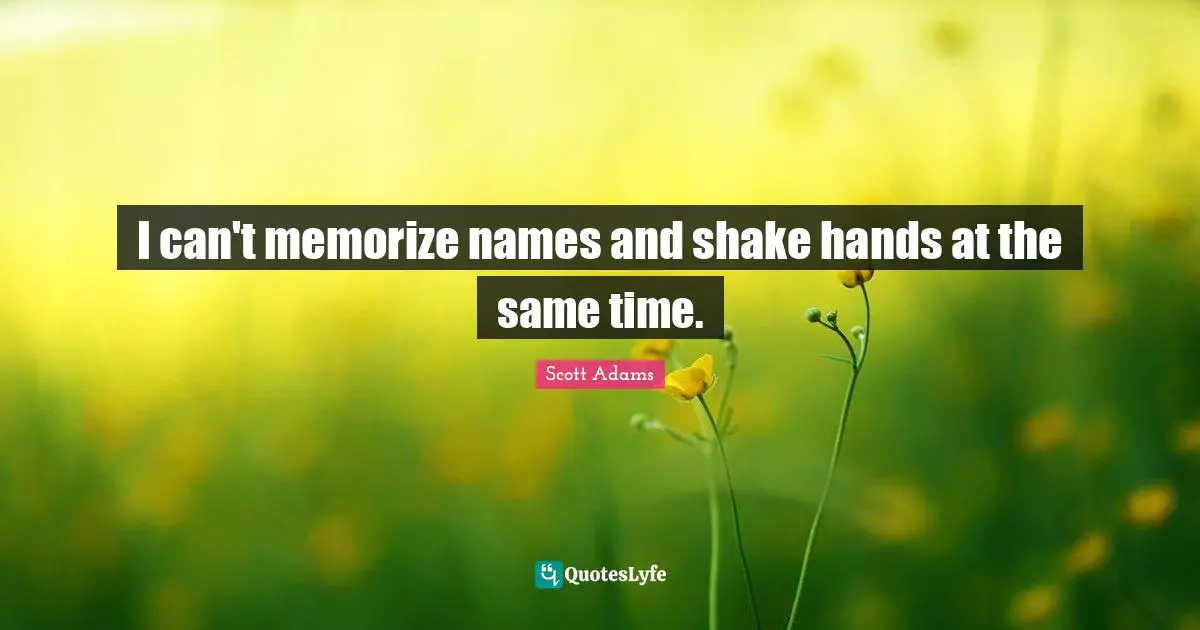 I can't memorize names and shake hands at the same time.