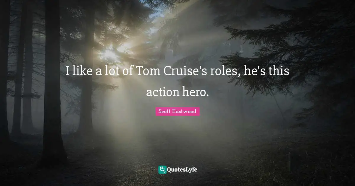 I like a lot of Tom Cruise's roles, he's this action hero.