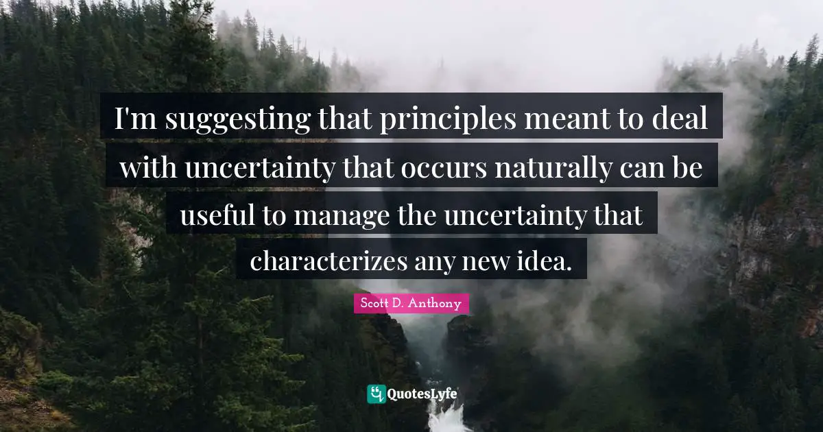 I'm suggesting that principles meant to deal with uncertainty that occurs naturally can be useful to manage the uncertainty that characterizes any new idea.