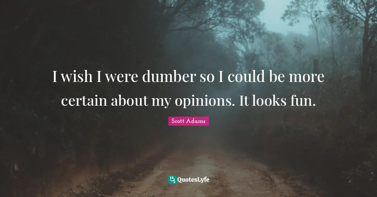 I wish I were dumber so I could be more certain about my opinions. It looks fun.