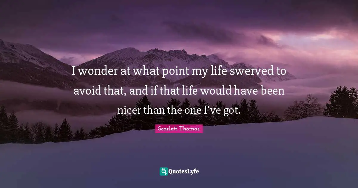 I wonder at what point my life swerved to avoid that, and if that life would have been nicer than the one I've got.
