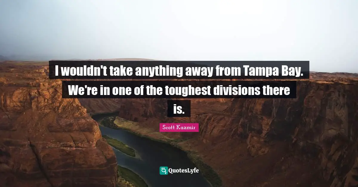 I wouldn't take anything away from Tampa Bay. We're in one of the toughest divisions there is.