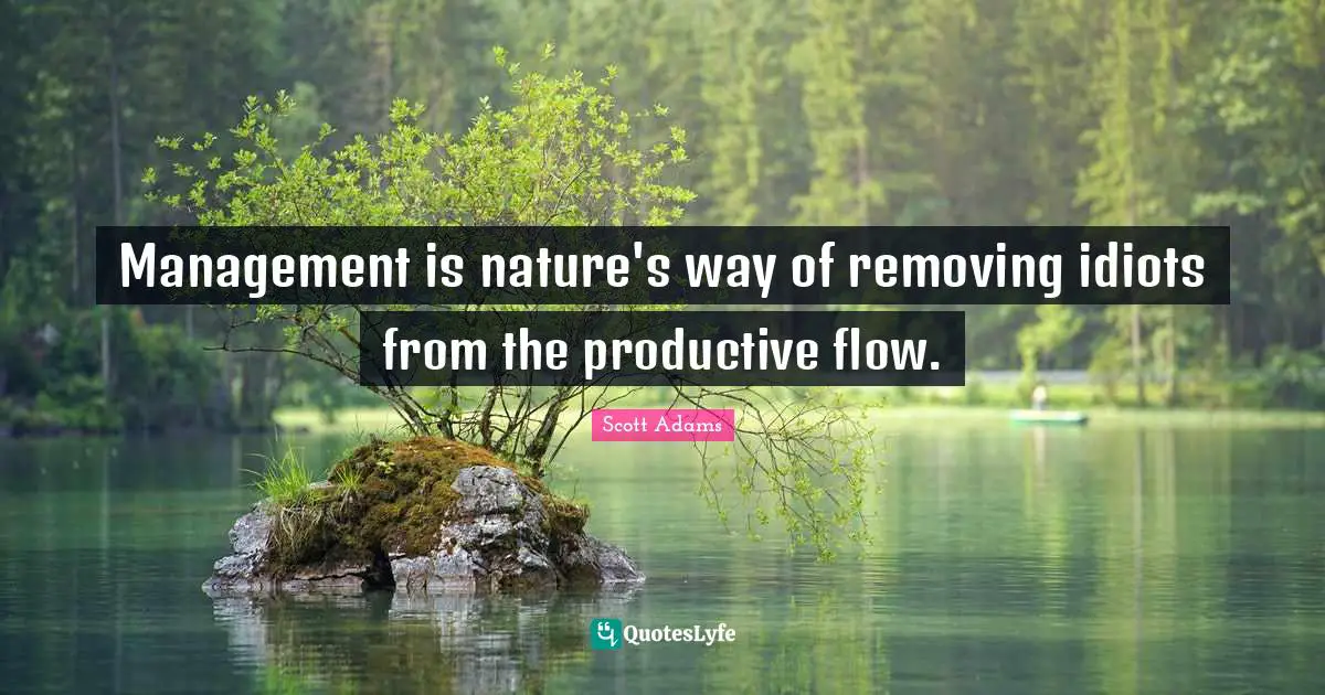 Management is nature's way of removing idiots from the productive flow.