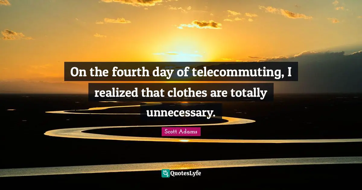 On the fourth day of telecommuting, I realized that clothes are totally unnecessary.