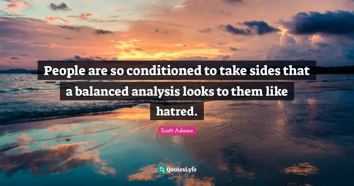 People are so conditioned to take sides that a balanced analysis looks to them like hatred.