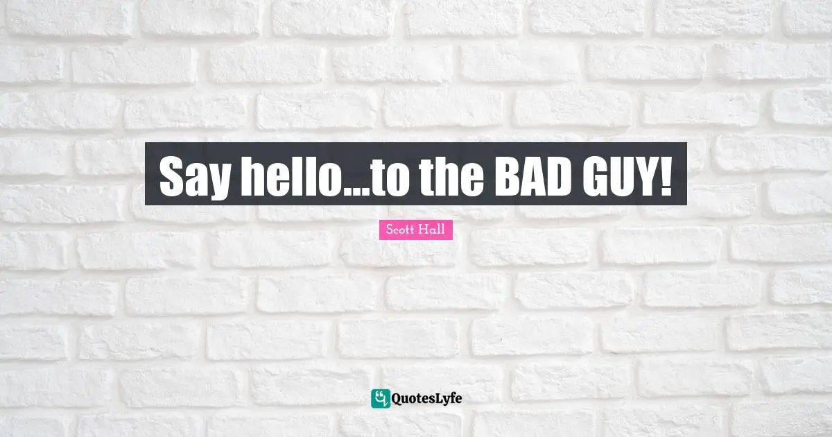 Scott Hall Quotes: Say hello...to the BAD GUY!