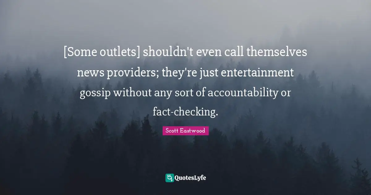 Outlets Quotes: "[Some outlets] shouldn't even call themselves news providers; they're just entertainment gossip without any sort of accountability or fact-checking."