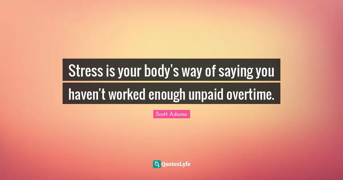 Stress is your body's way of saying you haven't worked enough unpaid overtime.