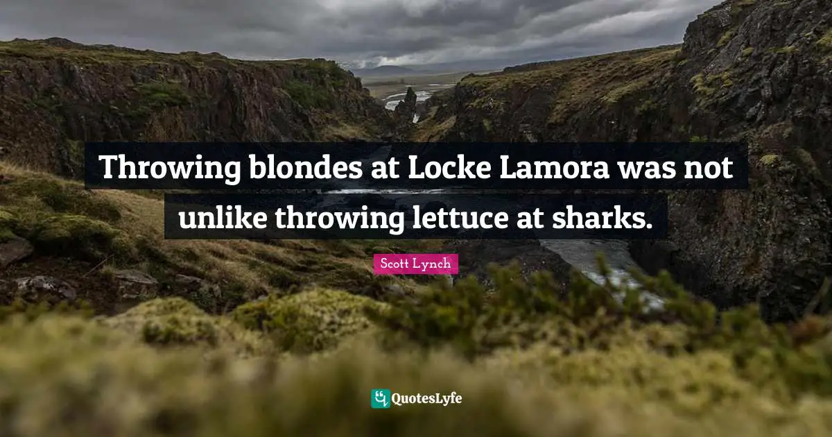 Lettuce Quotes: "Throwing blondes at Locke Lamora was not unlike throwing lettuce at sharks."