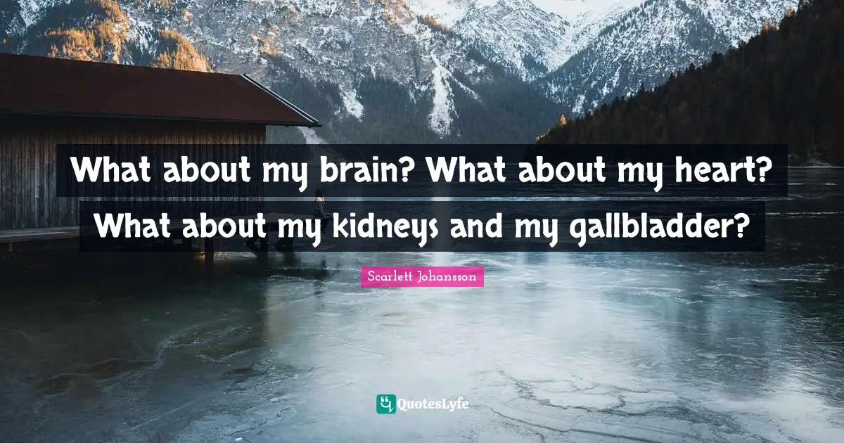 What about my brain? What about my heart? What about my kidneys and my gallbladder?