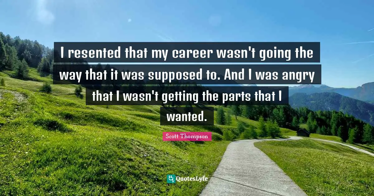 I resented that my career wasn't going the way that it was supposed to. And I was angry that I wasn't getting the parts that I wanted.