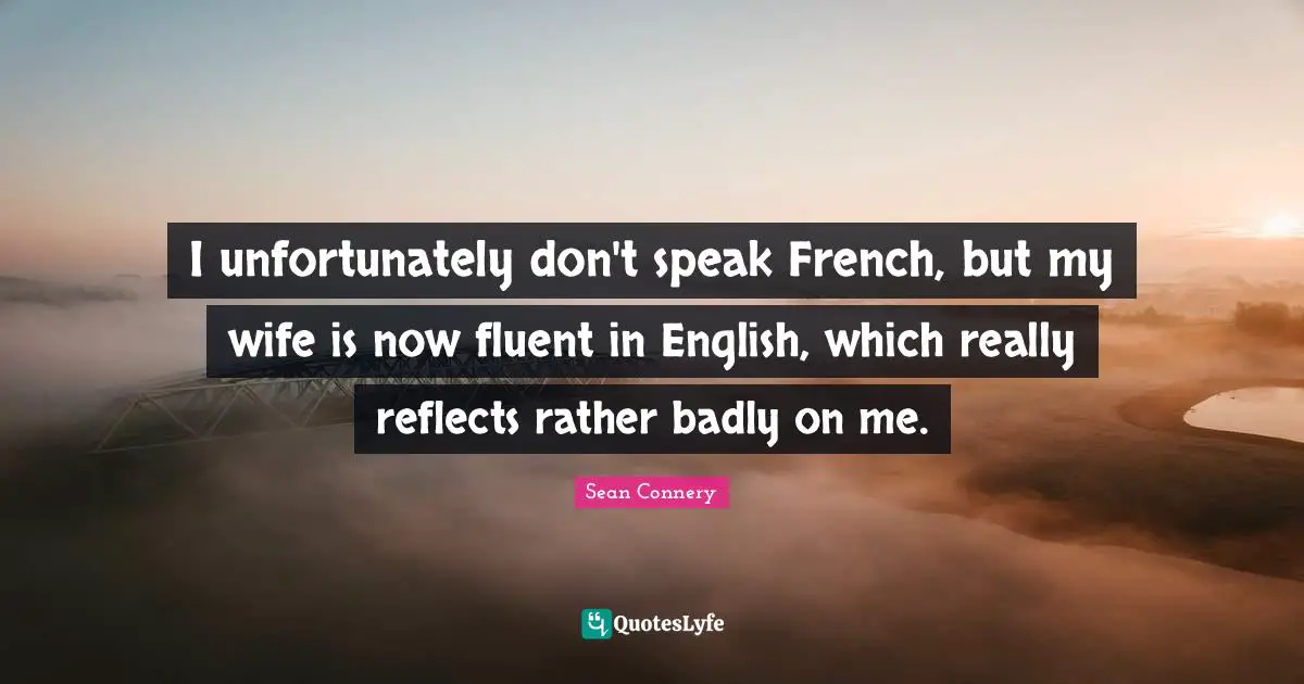 Fluent Quotes: "I unfortunately don't speak French, but my wife is now fluent in English, which really reflects rather badly on me."