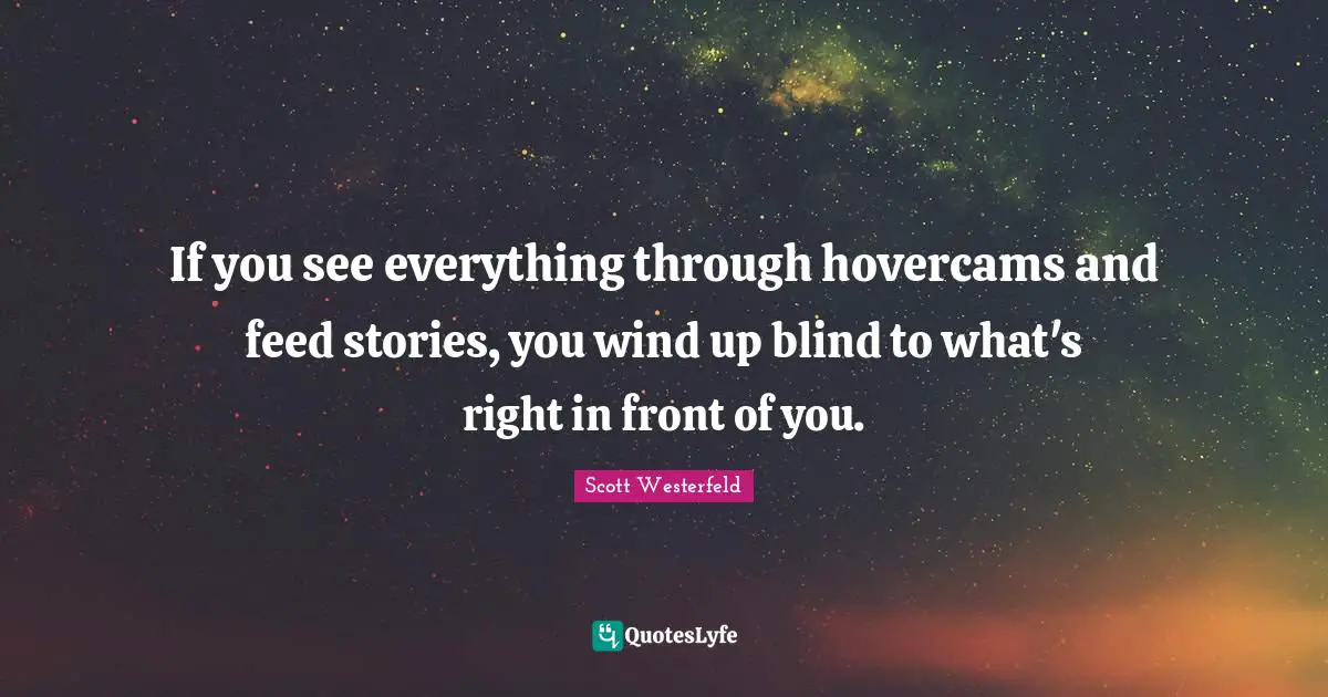 If you see everything through hovercams and feed stories, you wind up blind to what's right in front of you.