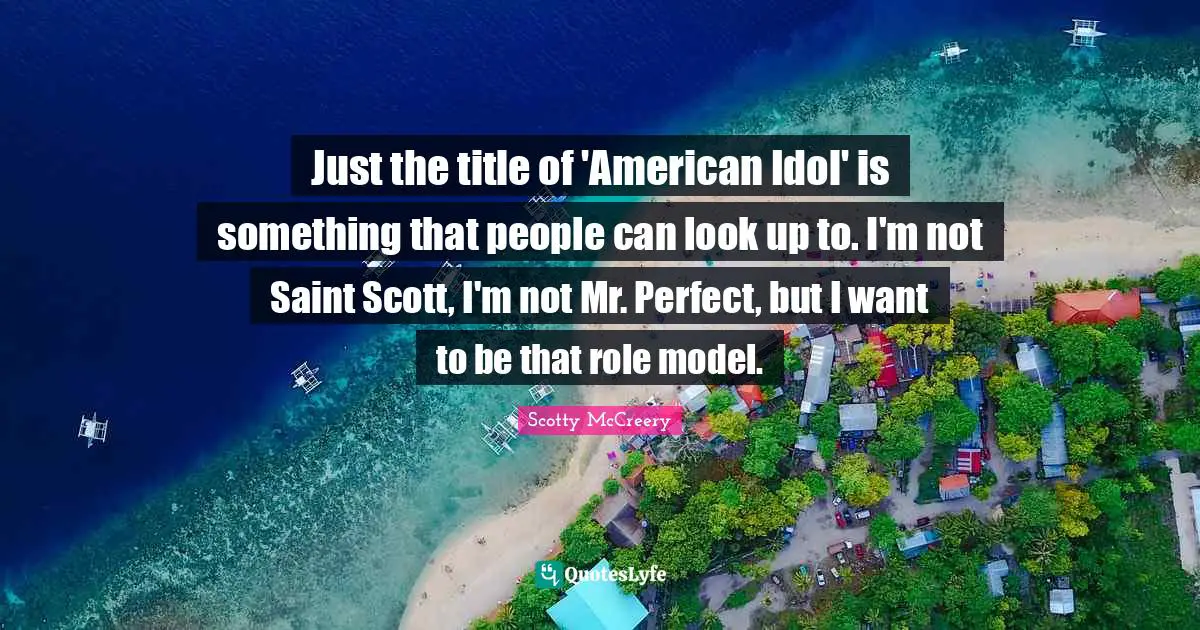 Just the title of 'American Idol' is something that people can look up to. I'm not Saint Scott, I'm not Mr. Perfect, but I want to be that role model.