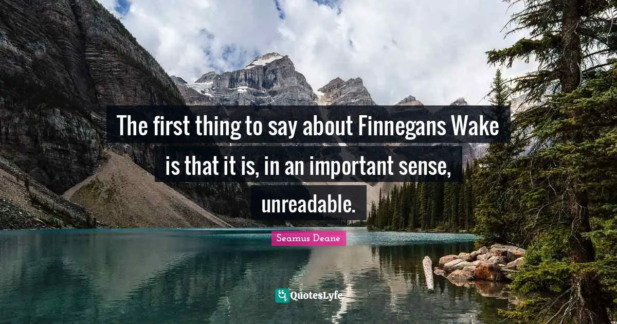 The first thing to say about Finnegans Wake is that it is, in an important sense, unreadable.