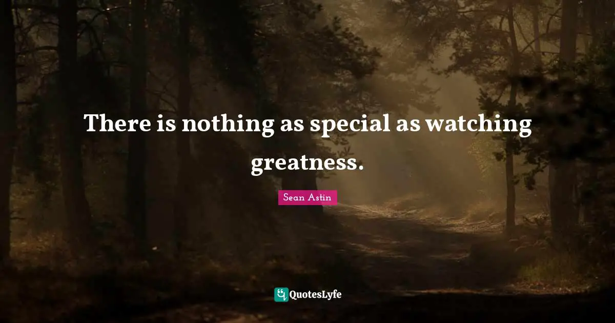 There is nothing as special as watching greatness.