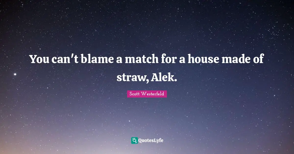 You can't blame a match for a house made of straw, Alek.