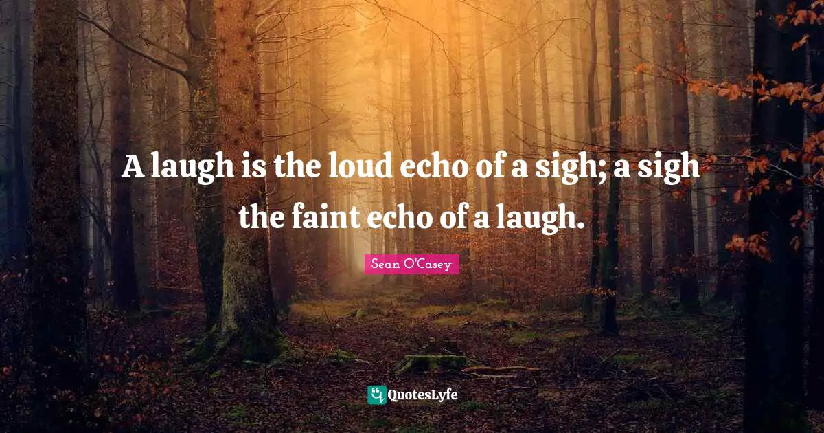 A laugh is the loud echo of a sigh; a sigh the faint echo of a laugh.