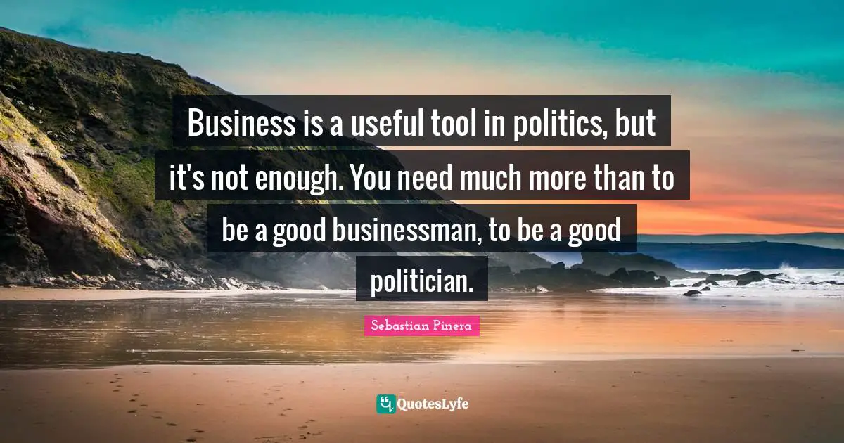 Business is a useful tool in politics, but it's not enough. You need much more than to be a good businessman, to be a good politician.
